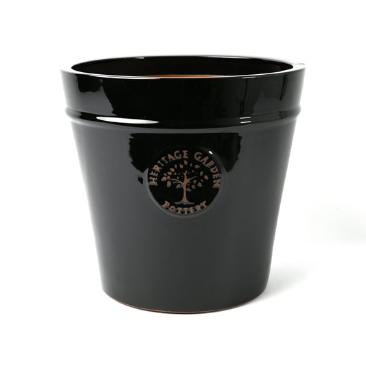 Black Glazed flower pot