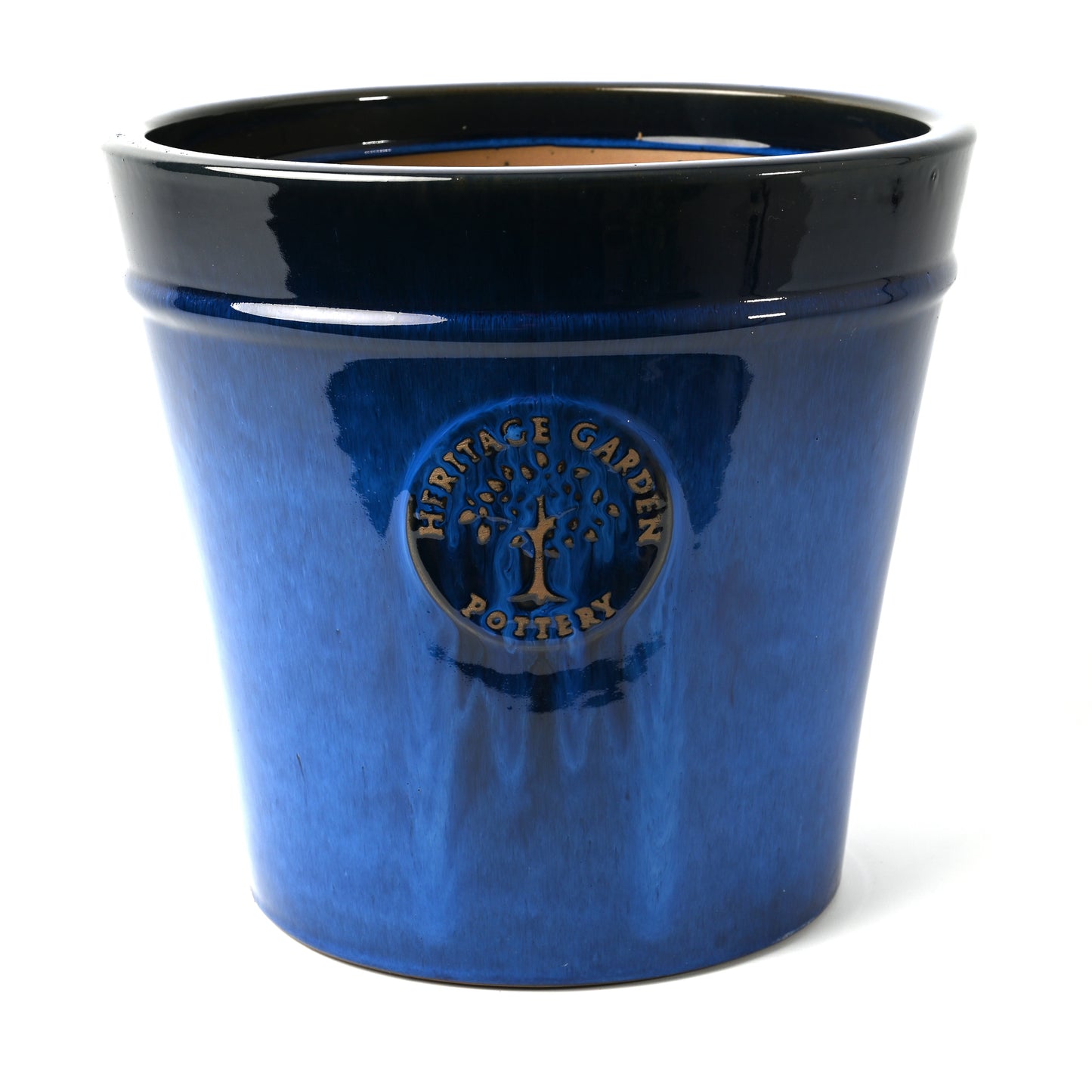 Blue painted tall British pot