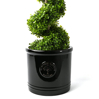 Black Ceramic Outdoor Pot with topiary