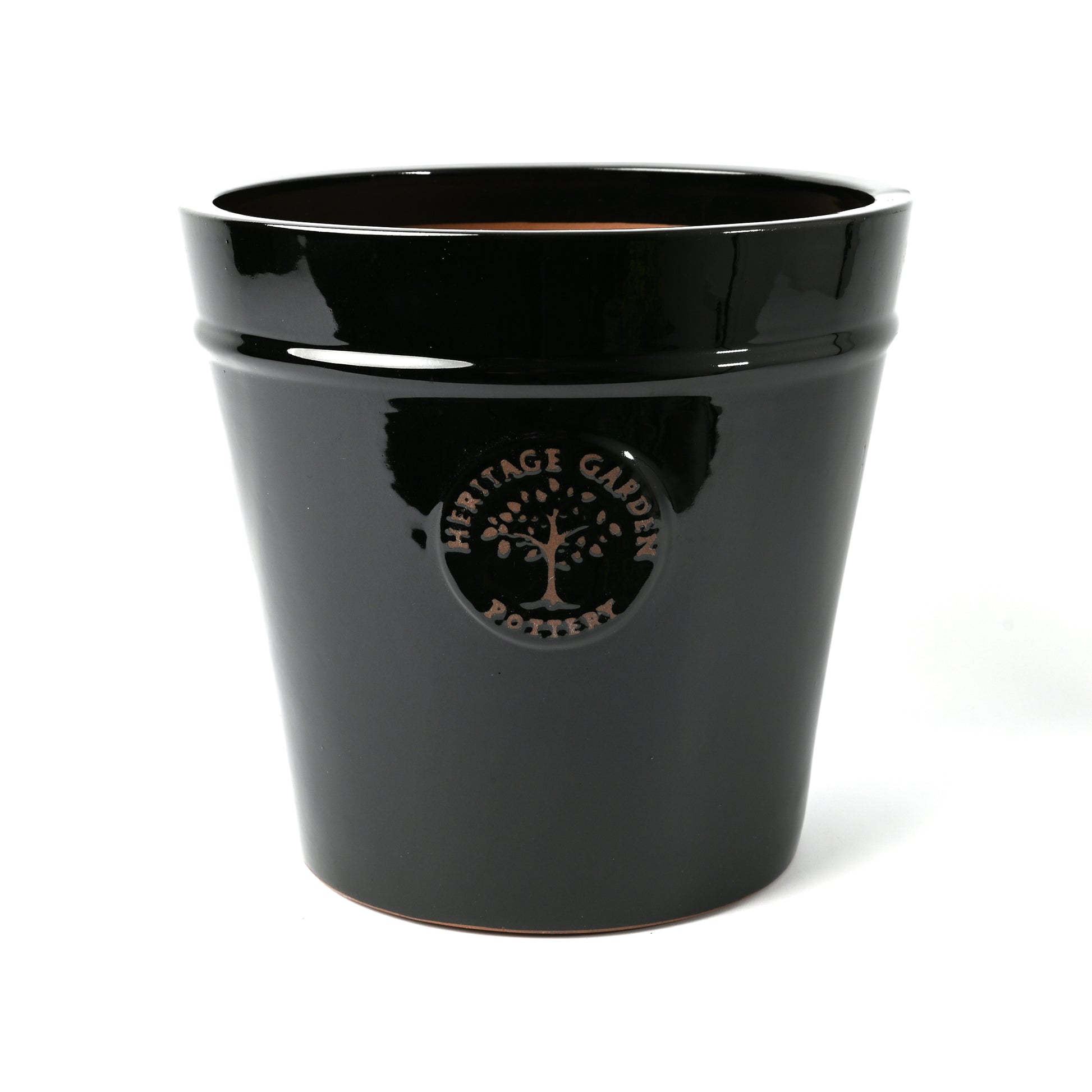 Black Glazed flower pot 