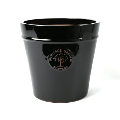 Black Glazed flower pot 