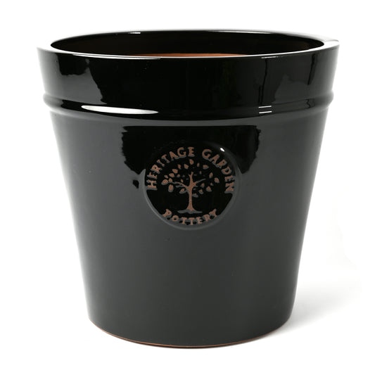 Tall Black Ceramic Outdoor Pot