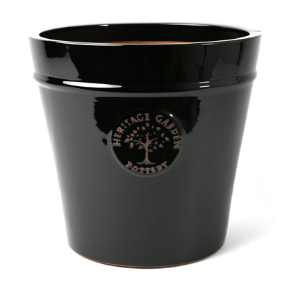 Tall Black Ceramic Outdoor Pot