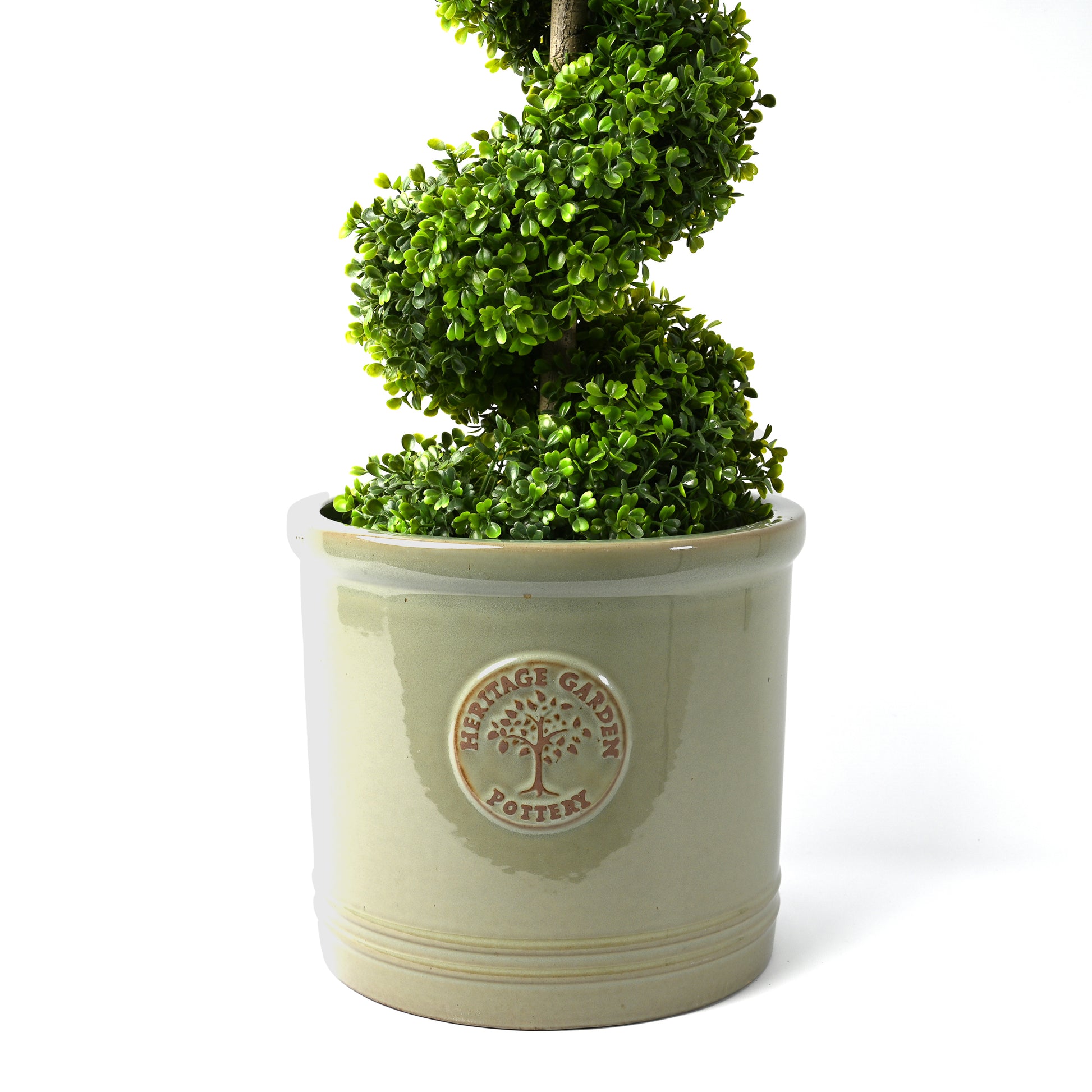 Green Planter with Topiary